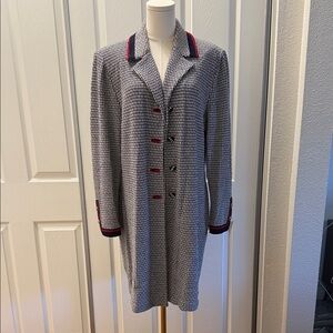 St. John Collection Houndstooth Blazer with Red Trim